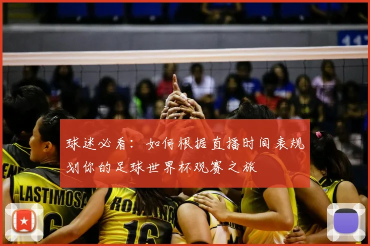 球迷必看：如何根据直播时间表规划你的足球世界杯观赛之旅